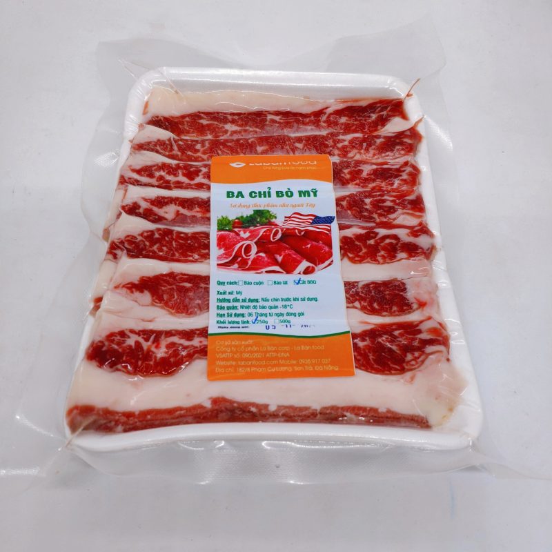 Ba chỉ bò nhập khẩu cắt lát nướng