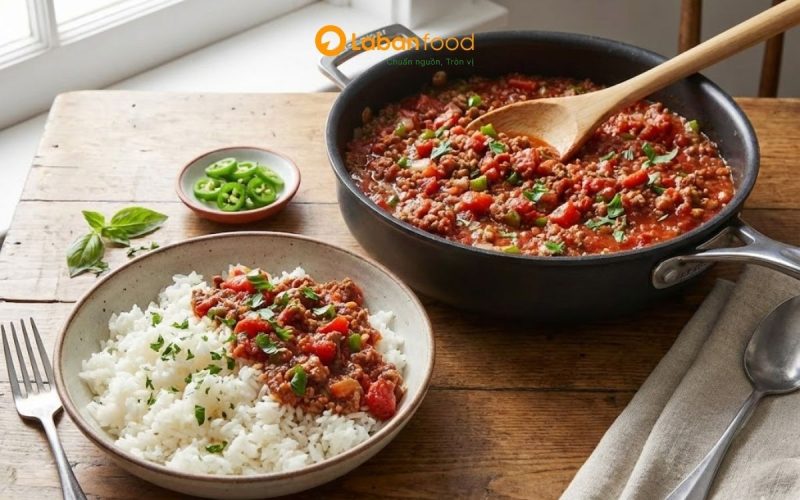 thịt bò xay sốt cà chua