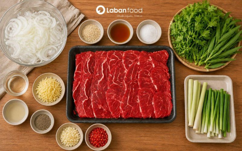 Các loại rau và gia vị đi kèm cach lam bap trau tran